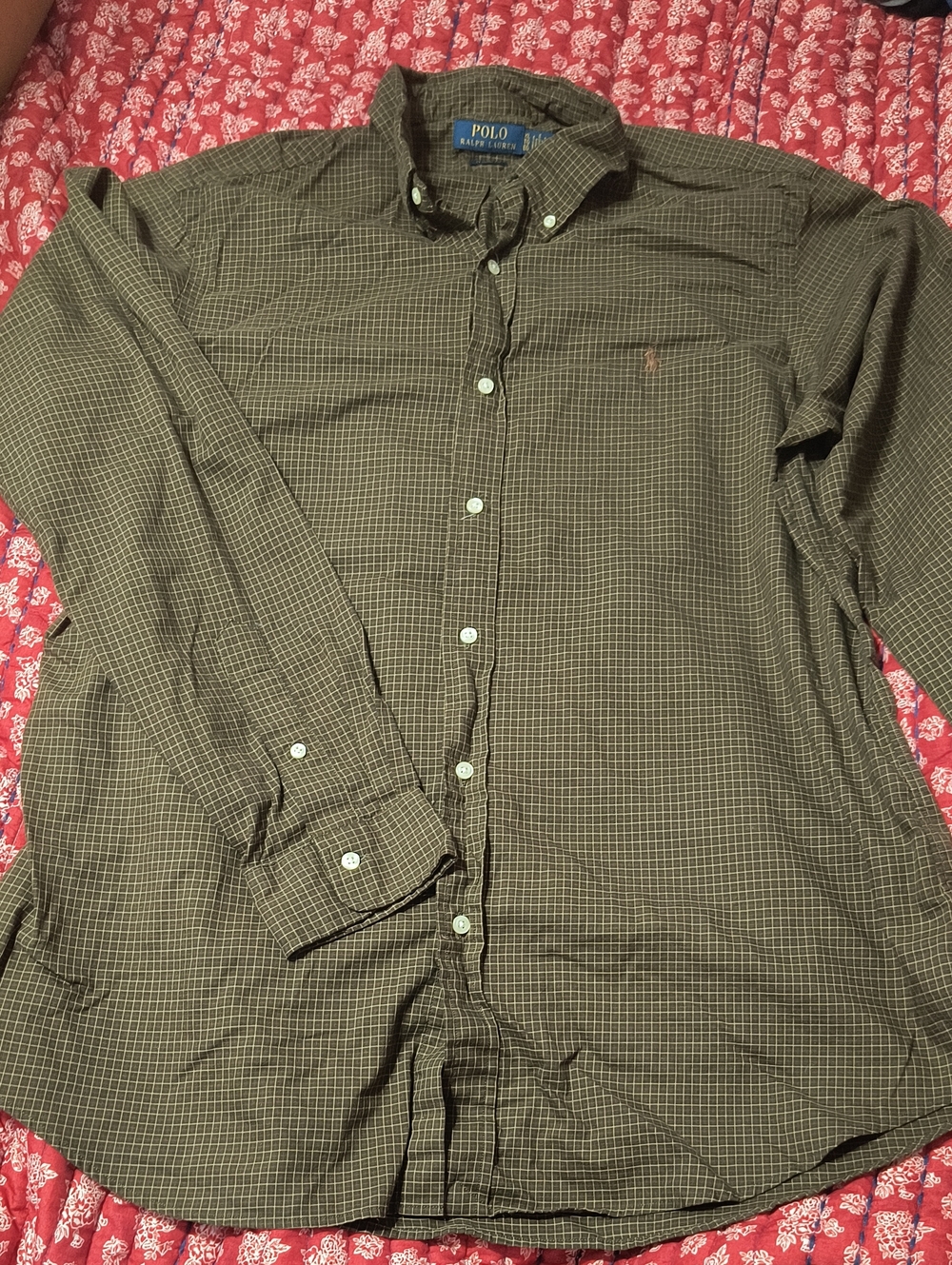 Polo by Ralph Lauren Olive Green Grid Button-Down Shirt